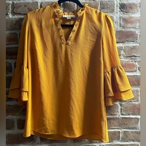 Michael Kors Yellow Ruffle Top